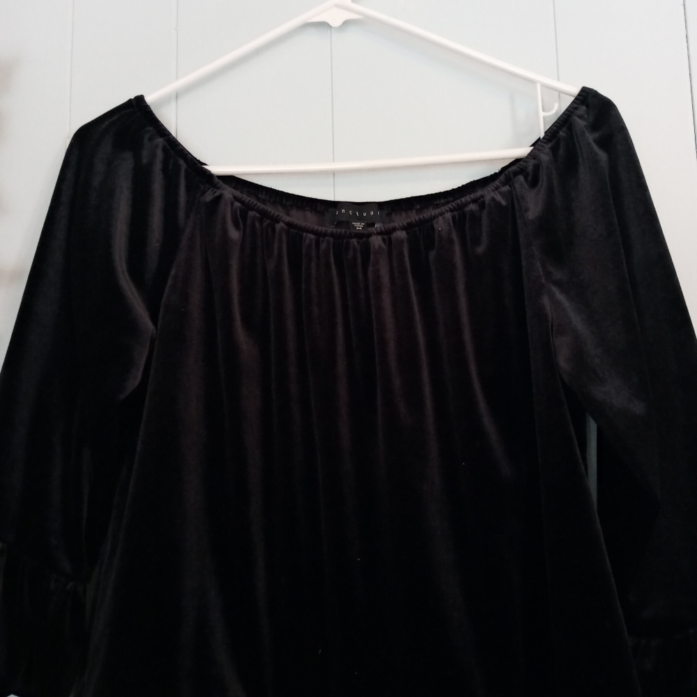 Sanctuary Black Black Velvet Off Shoulder Top - Picture 4 of 12
